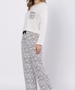 Alternative view of Piżama damska Baśka 1698 M-max długi rękaw piaskowo czarna