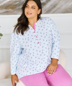 Alternative view of Piżama damska Plus Size Yolanda 3462 Taro rozpinana wrzosowa