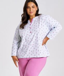 Piżama damska Plus Size Yolanda 3462 Taro rozpinana wrzosowa