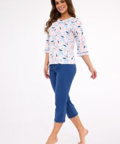 Alternative view of Piżama damska 732/452 Amelia rękaw i spodnie 3/4 granat mix