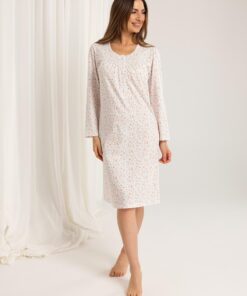 Alternative view of Koszula nocna Regina 015 z długim rękawem rozpinana morelowa