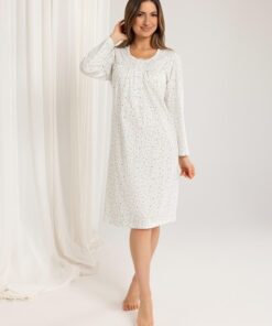 Alternative view of Koszula nocna Regina 015 z długim rękawem rozpinana zielona