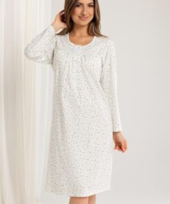 Koszula nocna Regina 015 z długim rękawem rozpinana zielona