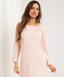 Koszula nocna Regina 016 długi rękaw Rozpinana morelowa