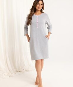 Alternative view of Koszula nocna Regina 165 długi rękaw rozpinana góra szara