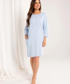 Alternative view of Koszula nocna Regina 165 długi rękaw rozpinana góra niebieska