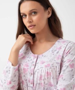 Alternative view of Koszula nocna Luna 338 rozpinana u góry na guziki długa kakao róż