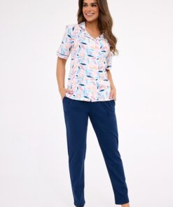 piżama damska rozpinana krótki rękaw cornette