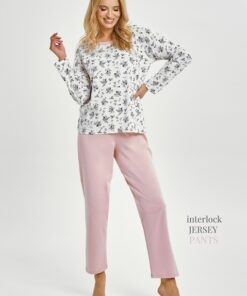 Piżama damska Taro Martina 3451 bawełniana różowo biała