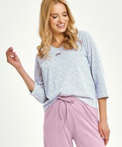 Piżama damska Taro Debora 3448 błękitno wrzosowa