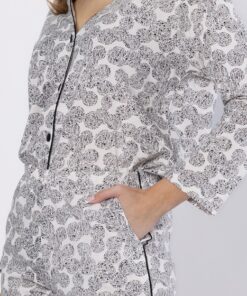 Alternative view of Piżama damska Bronia 1609 rozpinana koszula ecru czarny wzór