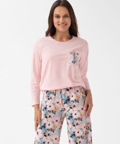 Alternative view of Piżama damska Luna 348 długa bawełniana róż w kwiaty