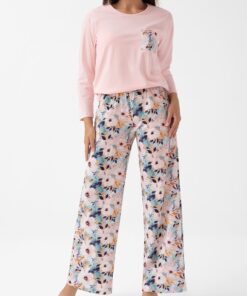 Piżama damska Luna 348 długa bawełniana róż w kwiaty