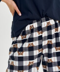 Alternative view of Piżama damska długa Taro Astrid 3441 miś spodnie flanela granat