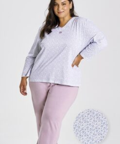 Piżama damska Plus Size Debora 3463 Taro błękitno wrzosowa