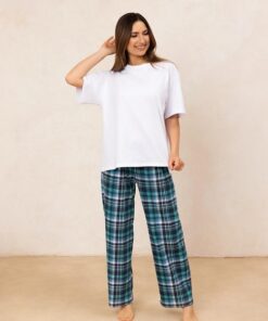 luźna piżama damska krótki rękaw długie spodnie