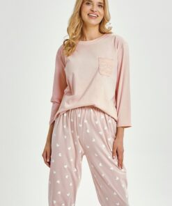 Piżama damska Taro Nori 3442 bawełniana pudrowy różowy