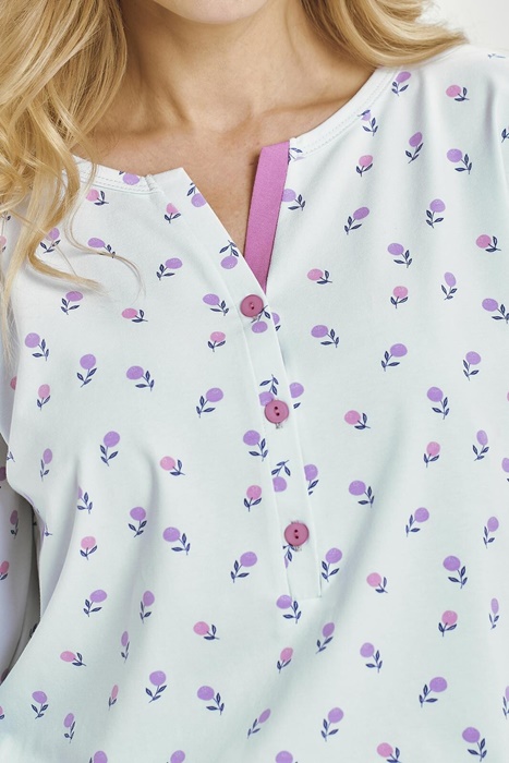 Piżama damska Taro Yolanda 3446 rozpinana u góry wrzosowa - obrazek 3