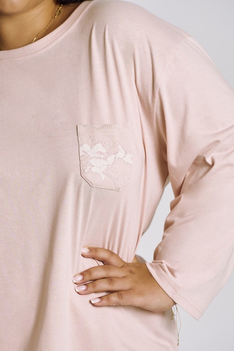 Piżama damska Plus Size Nori 3468 Taro pudrowy różowy - obrazek 3