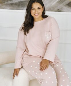 Piżama damska Plus Size Nori 3468 Taro pudrowy różowy