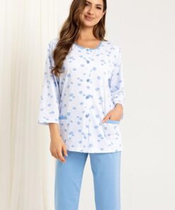 rozpinana piżmaa damska biało niebieska regina