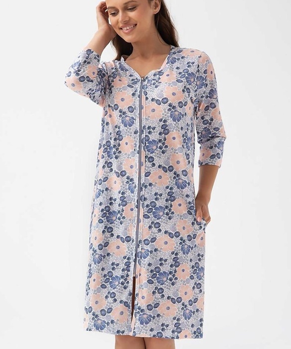 piękny rozpinany na suwak szlafrok damski cienki lekki