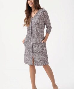 Alternative view of Szlafrok damski bawełniany na suwak Luna 390 panterka