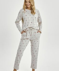 Alternative view of Piżama damska Taro Adele 3430 długa bawełna szara w wisienki