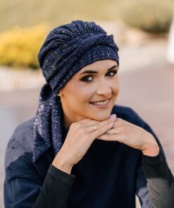 Alternative view of Ciepła wełniana chusta Milena ciemny granat