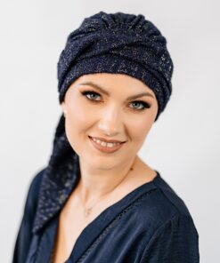 Ciepła wełniana chusta Milena ciemny granat