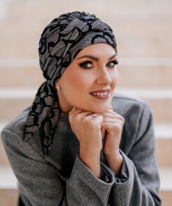 Ciepła chusta Milena elegancki wzór czarny