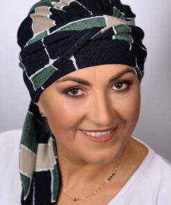 Ciepła wełniana chusta Milena czarno zielony mix