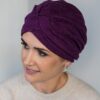 Żakardowy turban Roksana śliwkowy