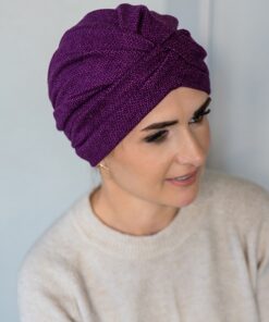 Alternative view of Żakardowy turban Roksana śliwkowy