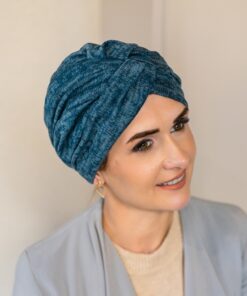 Wełniany turban Roksana niebieski melanż