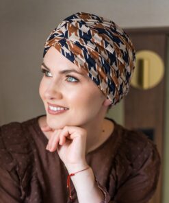 Wełniany turban Roksana ecru beż mix