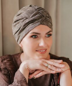 Wełniany turban Roksana beżowy melanż