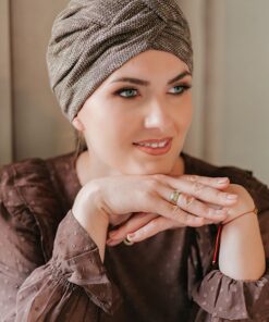 Alternative view of Wełniany turban Roksana beżowy melanż