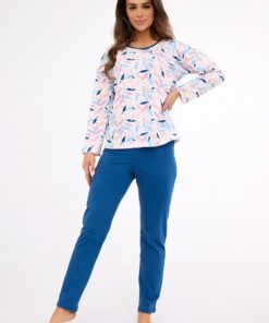 Alternative view of Piżama damska 392/451 Amelia długi rękaw róż niebieska