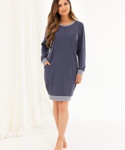 Alternative view of Koszula nocna bawełniana Regina 159 długi rękaw granatowa