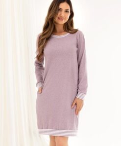 Koszula nocna bawełniana Regina 159 długi rękaw fioletowa