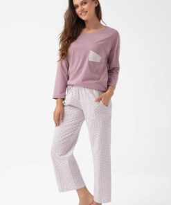 Alternative view of Piżama damska Luna 339 długa 7/8 bawełniana ecru kakao