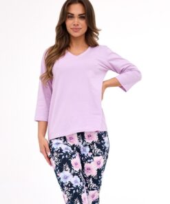 Piżama damska Cornette 389/463 Natalie 2 długość 7/8 fioletowa