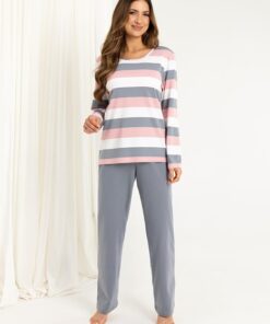 Alternative view of Piżama damska Regina 726 z długim rękawem bawełniana szary