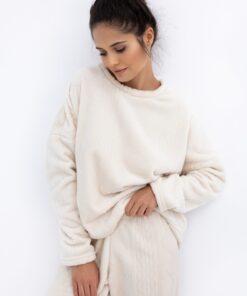 Ciepła Piżama damska Sensis Bridget Homewear milutka ecru