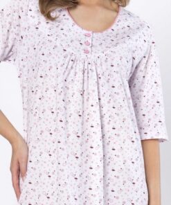 Alternative view of Koszula nocna Dioniza M-max 1638 78 długa do łydek biało liliowa