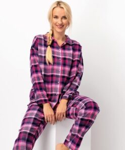 piżam damska flanelowa rozpinana krata key