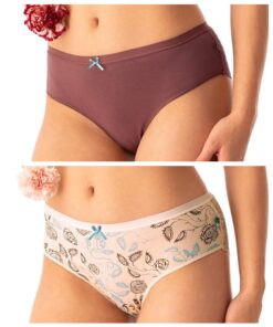 Figi damskie Key majtki pakiet 2 szt.bawełniane ecru czekolada