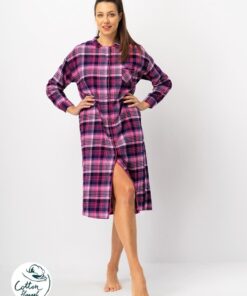Alternative view of Koszula nocna KEY LND 490 B25 Flanelowa rozpinana fuksja
