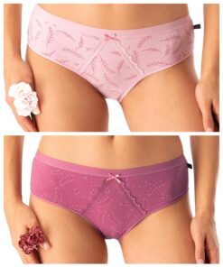 Majtki damskie Figi Key pakiet 2 szt. Bawełniane Róż malina